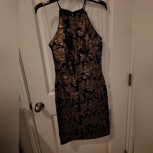 Black velvet and gold Dress